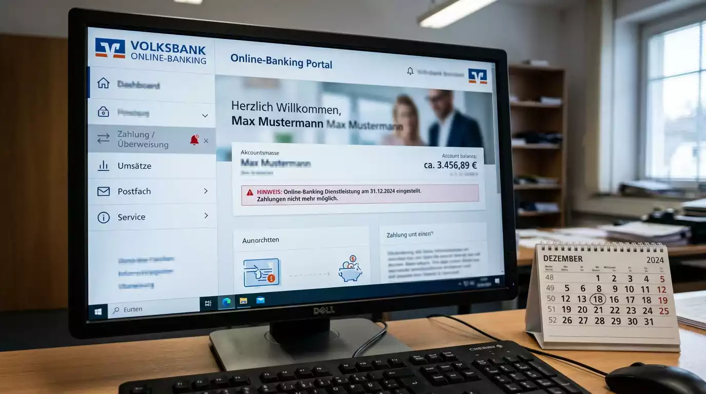 Ende von Giropay – Online-Banking-Bildschirm zeigt abgeschalteten Zahlungsdienst